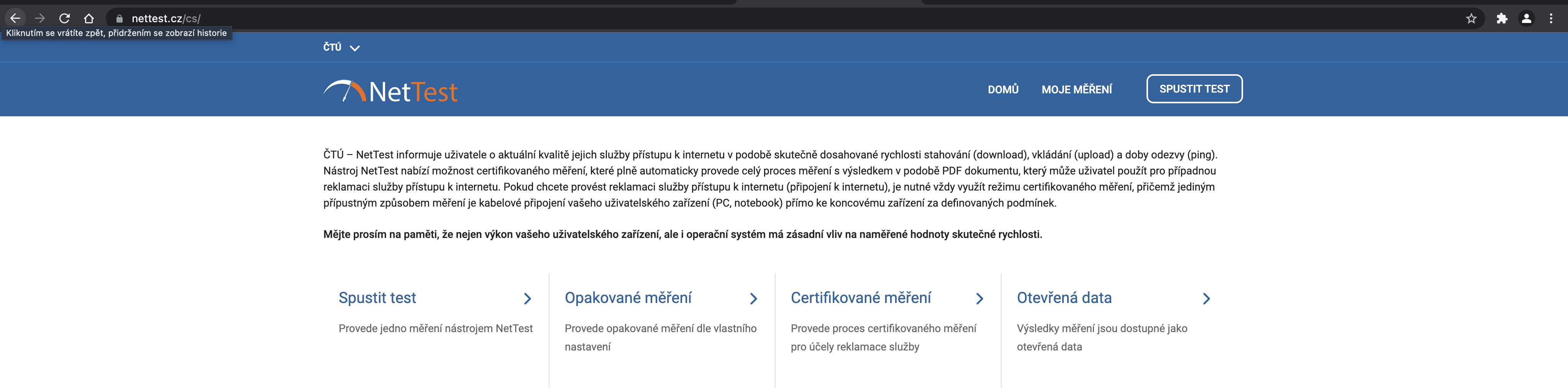 kliněte pro spuštění testu kliněte pro spuštění testu