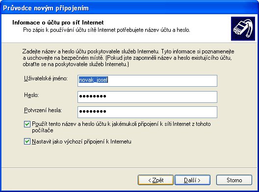 Uživatelské jméno a heslo