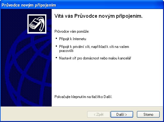 Průvodce novým připojením